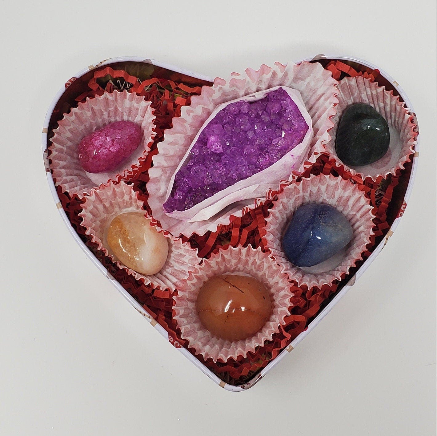 Heart Shaped Box of Crystals, Box of Crystals, Crystal Chocolate Box,  Easter Gift Heart Box 