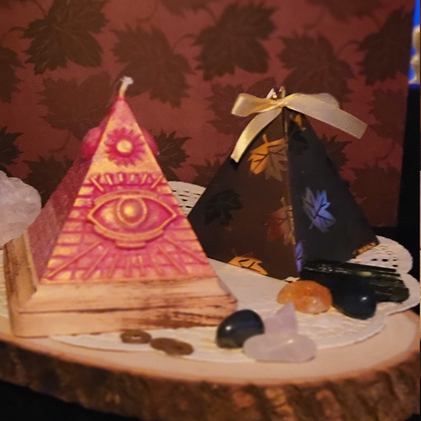 Candles with Crystals Pyramid Candle eye of Providence