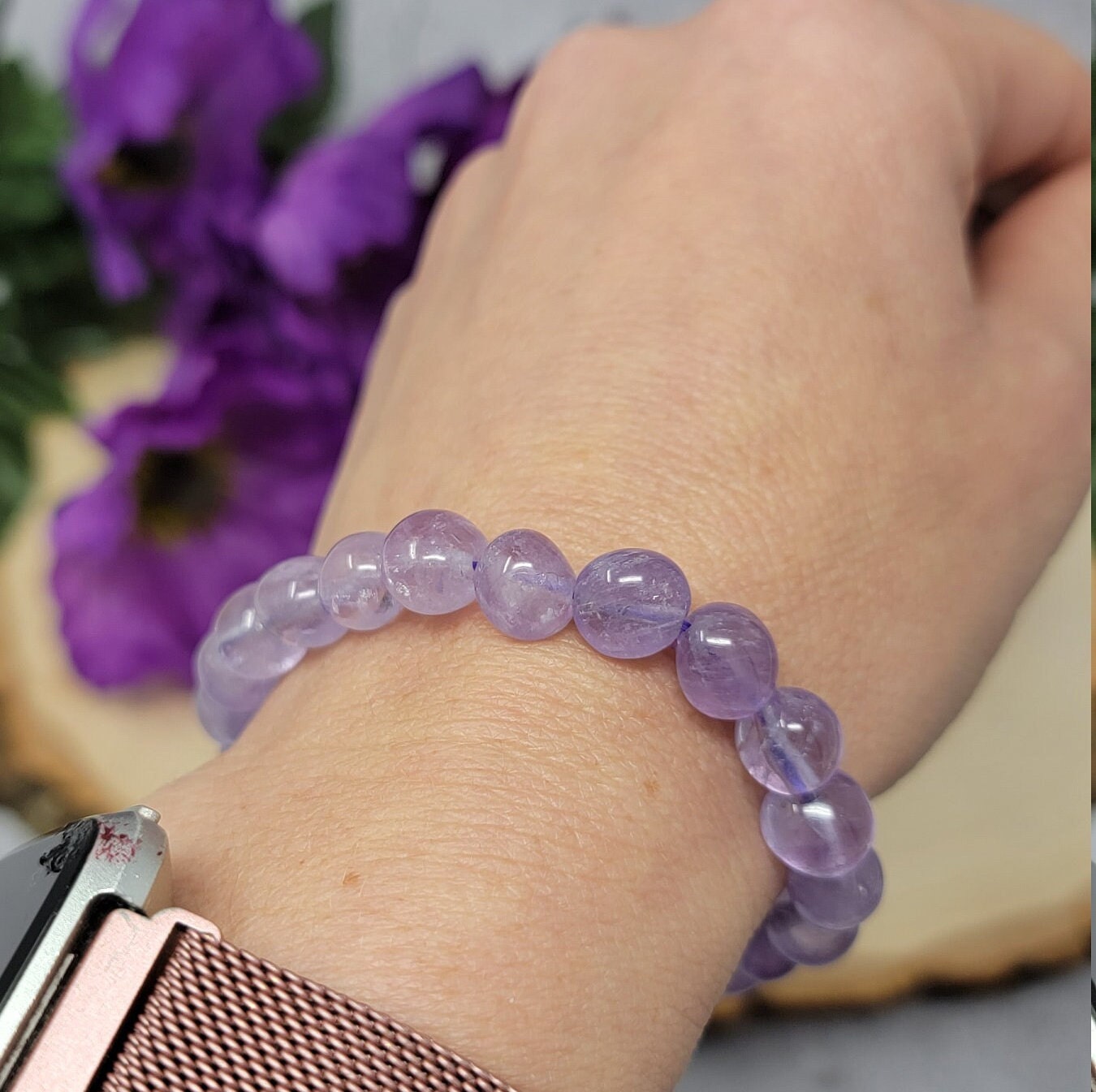 Jewelry Amethyst Crystal Bead Bracelet 8mm