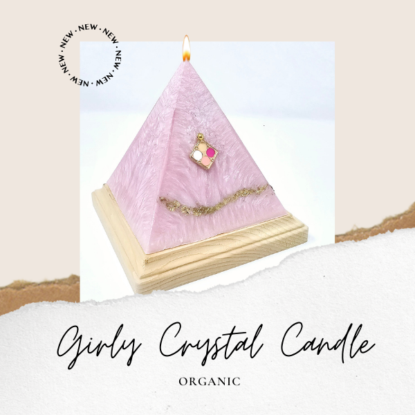 Girly Pyramid Candle with Crystals Inside, Surprise Candle with hidden crystals, Girly Mystery Crystal Candles