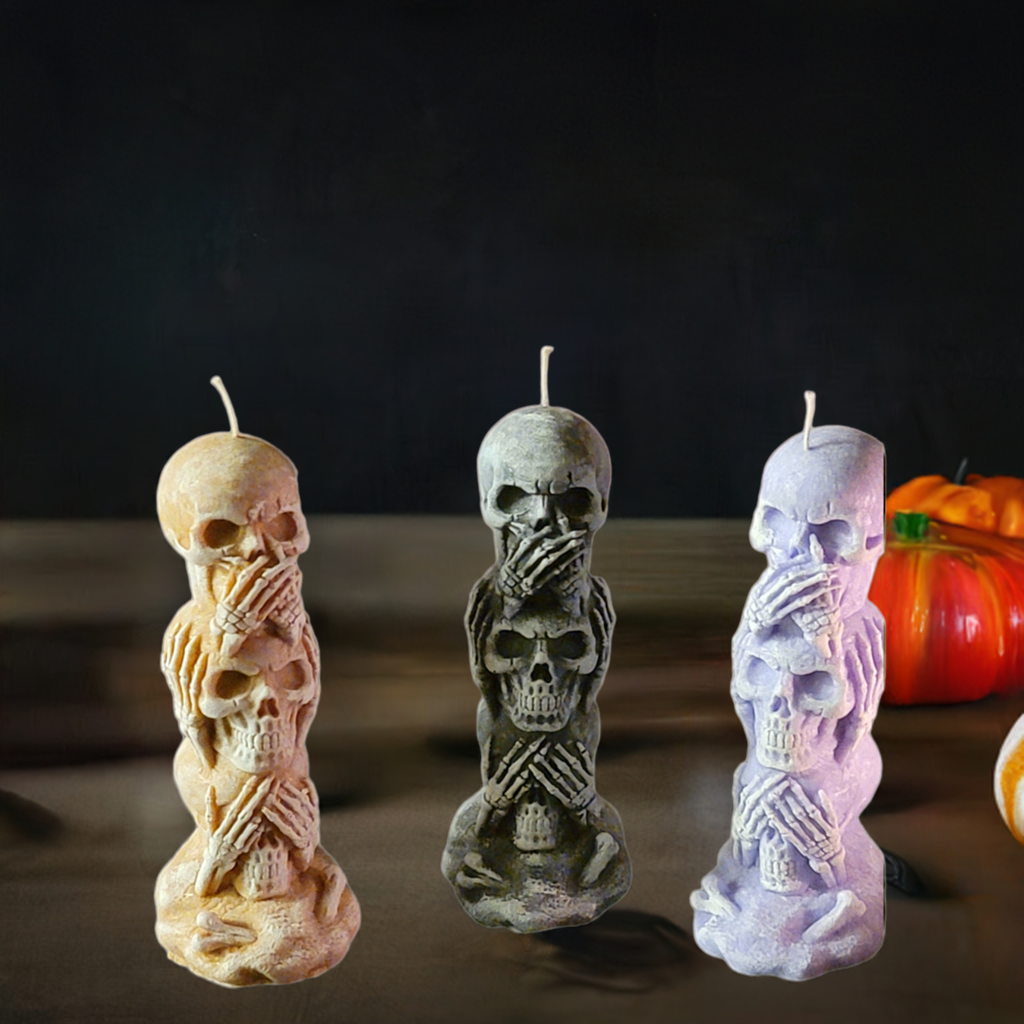 Halloween Candle  Skull Candles, Speak/Hear/See No Evil Skulls