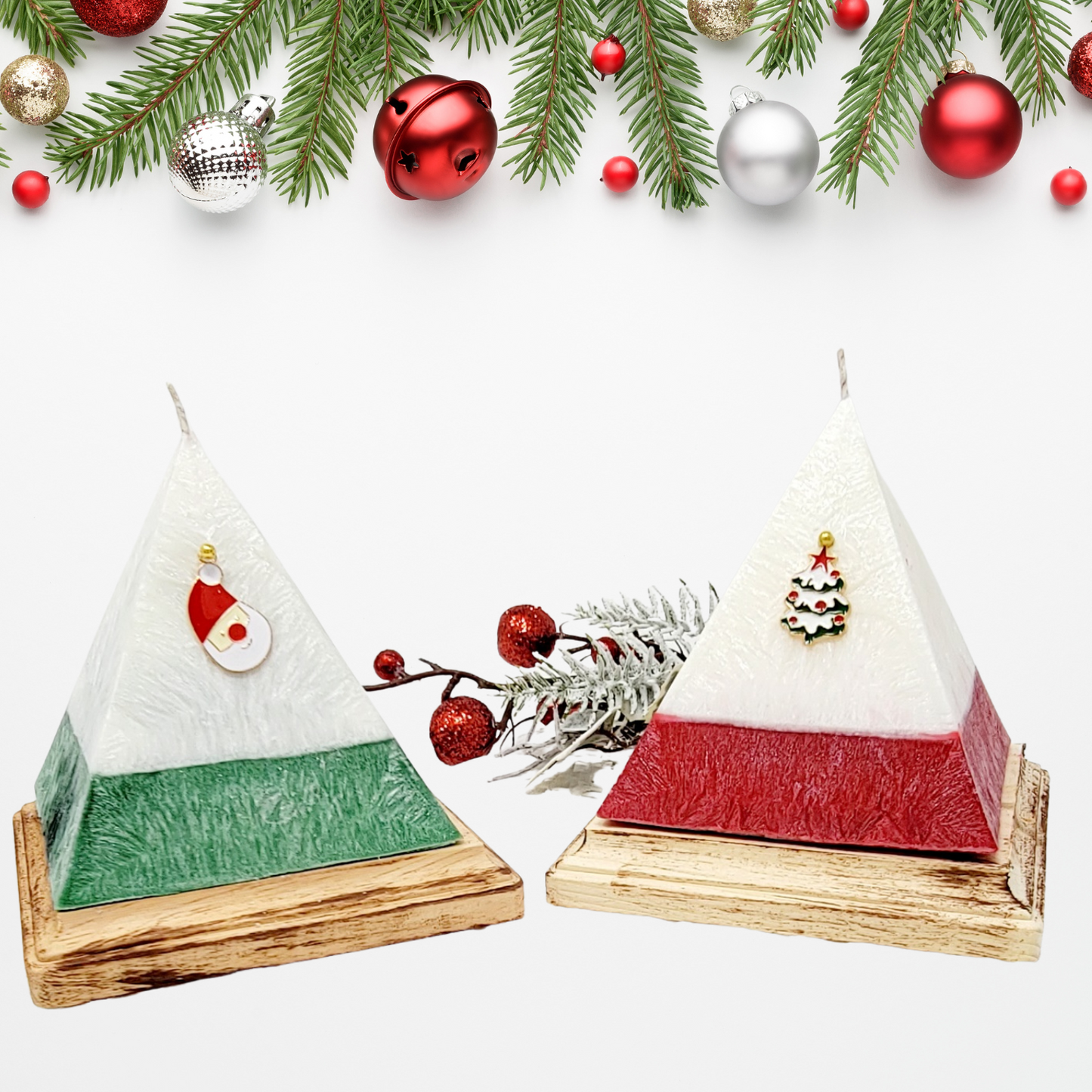 Christmas Pyramid Candle with Crystals, Christmas Candles with Surprise