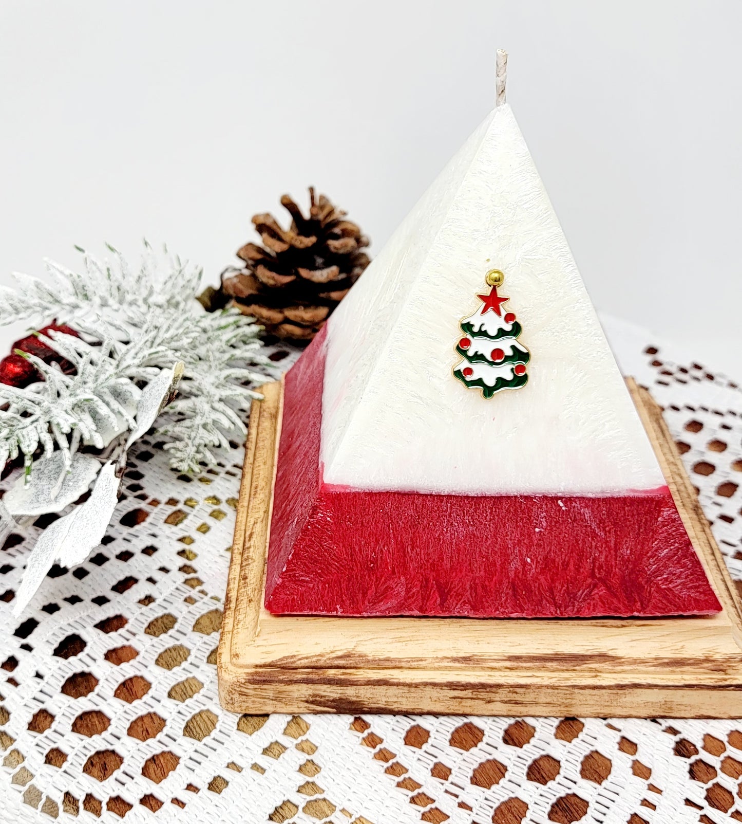 Christmas Pyramid Candle with Crystals, Christmas Candles with Surprise