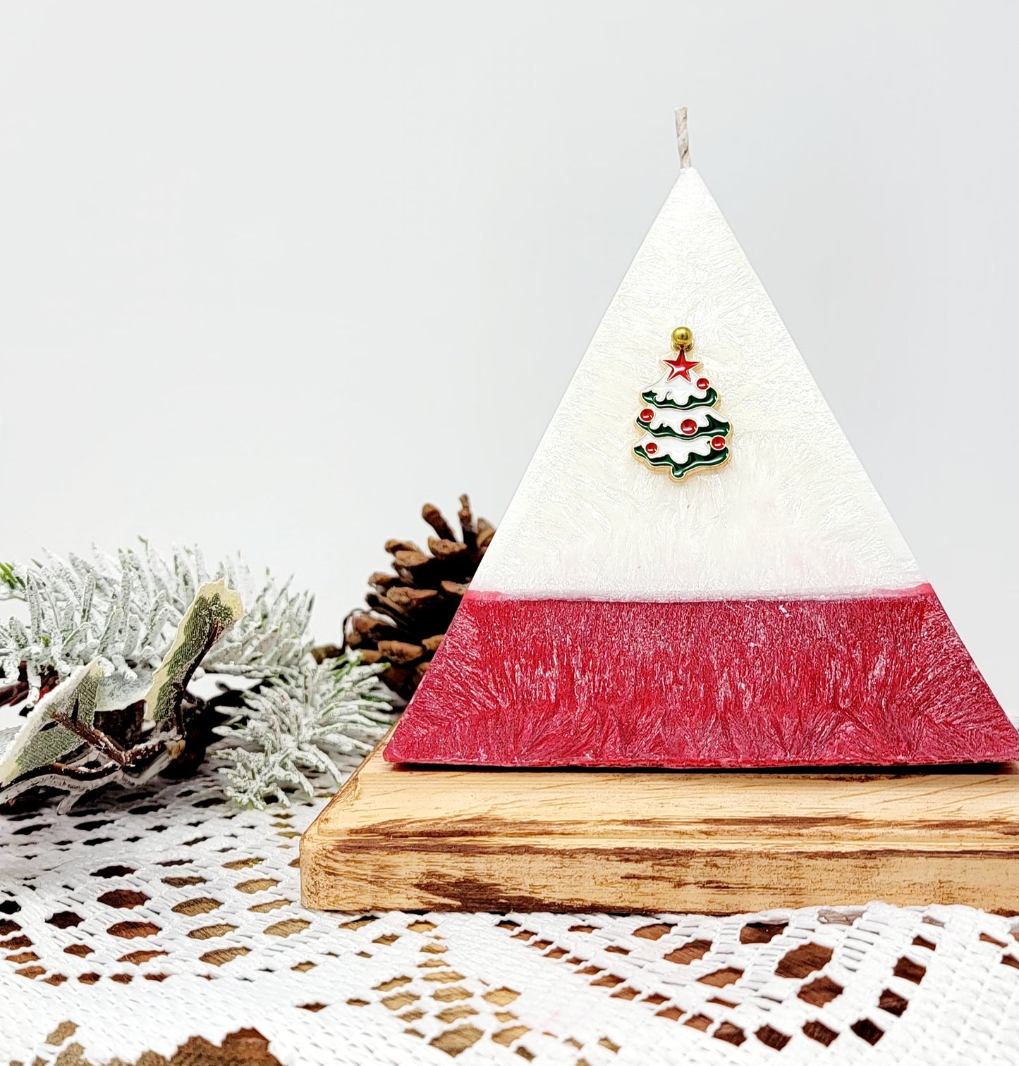 Christmas Pyramid Candle with Crystals, Christmas Candles with Surprise