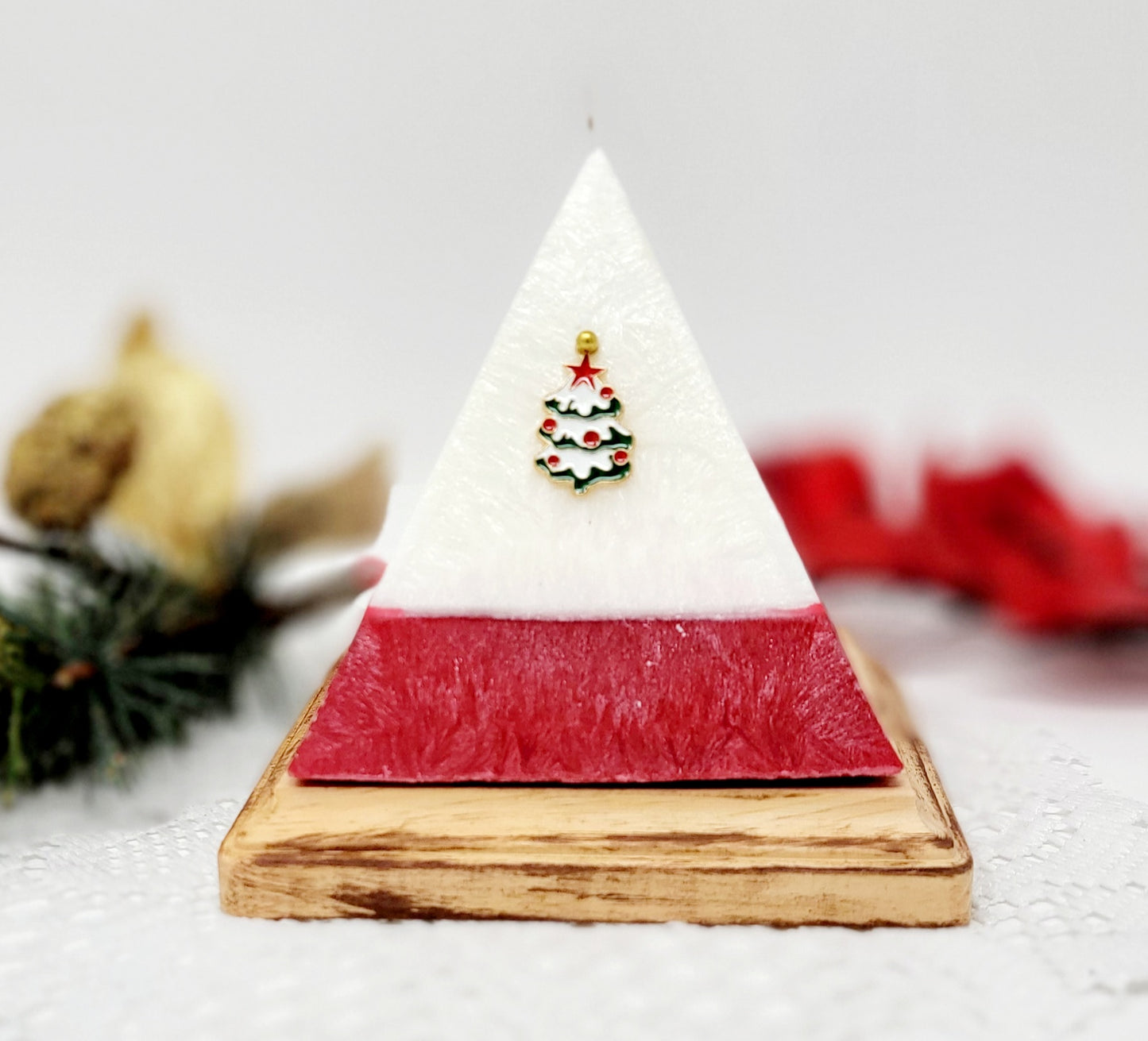 Christmas Pyramid Candle with Crystals, Christmas Candles with Surprise