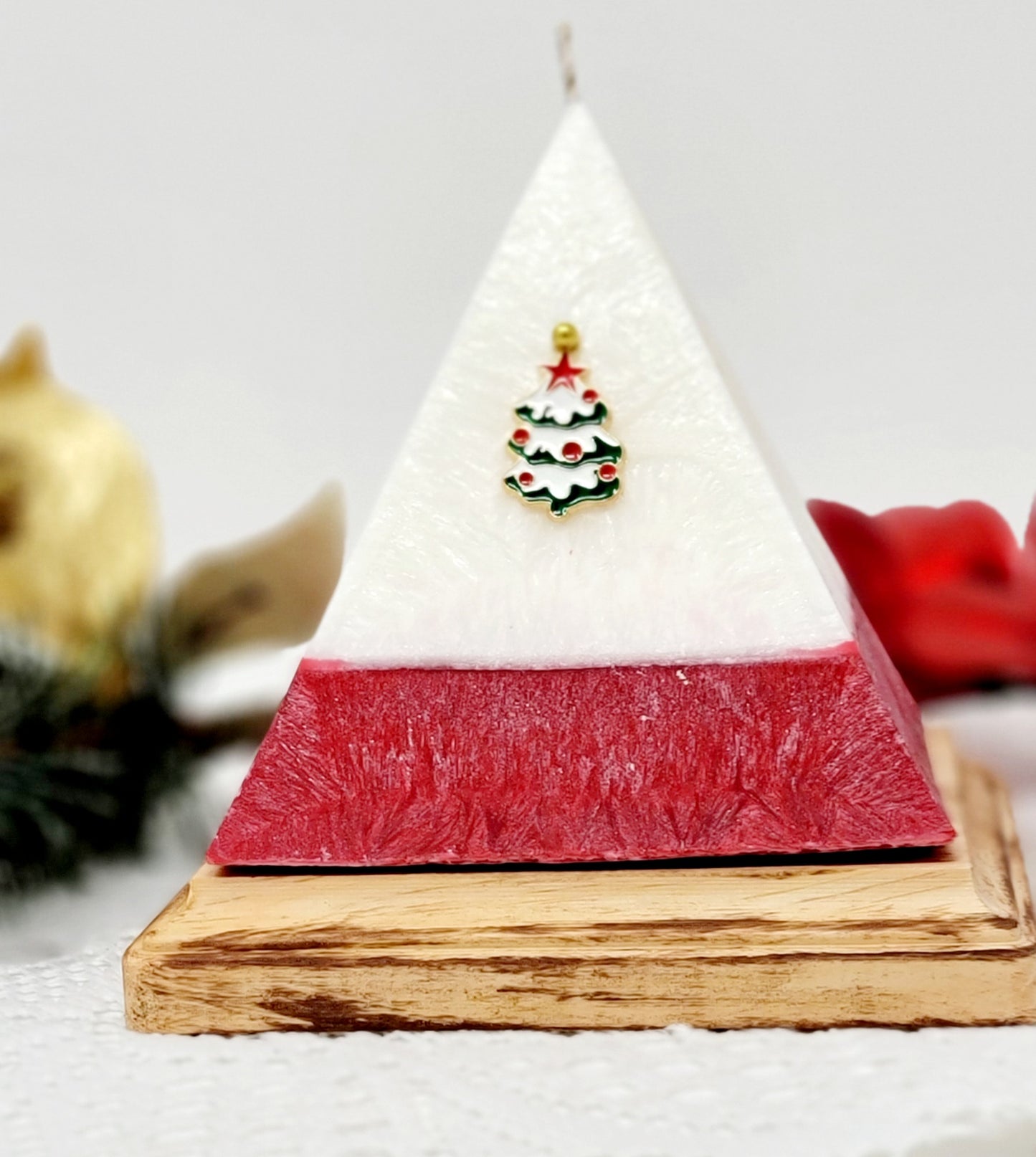 Christmas Pyramid Candle with Crystals, Christmas Candles with Surprise