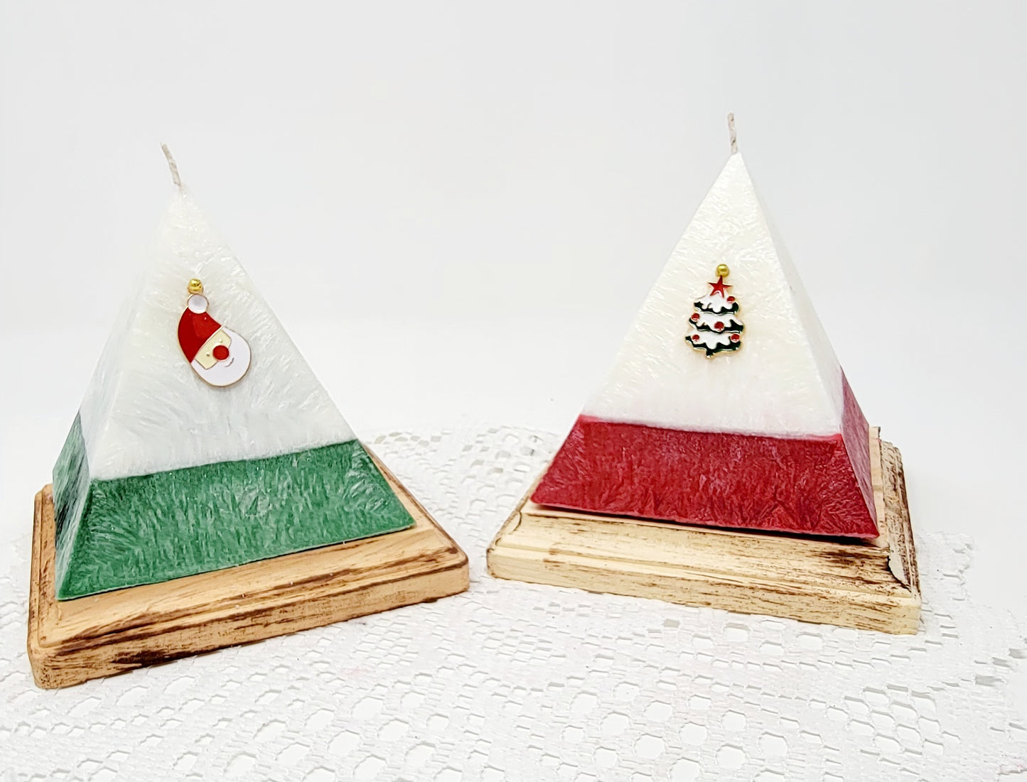 Christmas Pyramid Candle with Crystals, Christmas Candles with Surprise