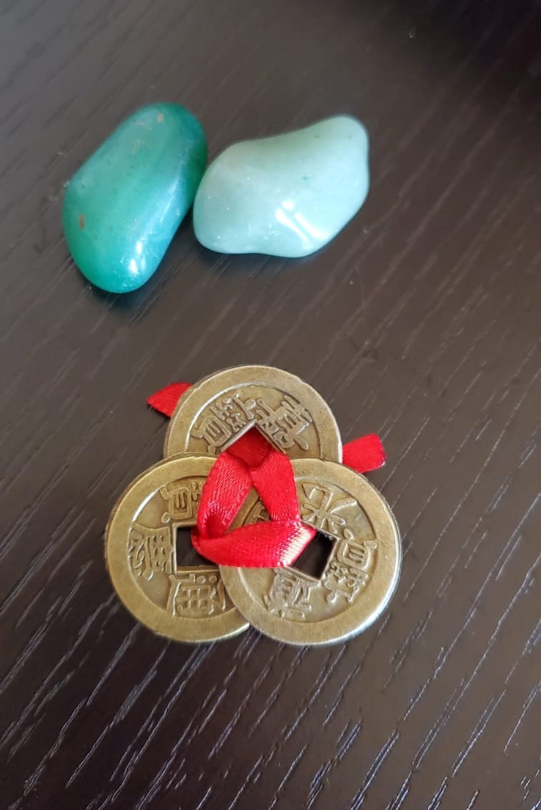 Feng Shui Money Luck Talisman 3-Coins Tied Attract Wealth