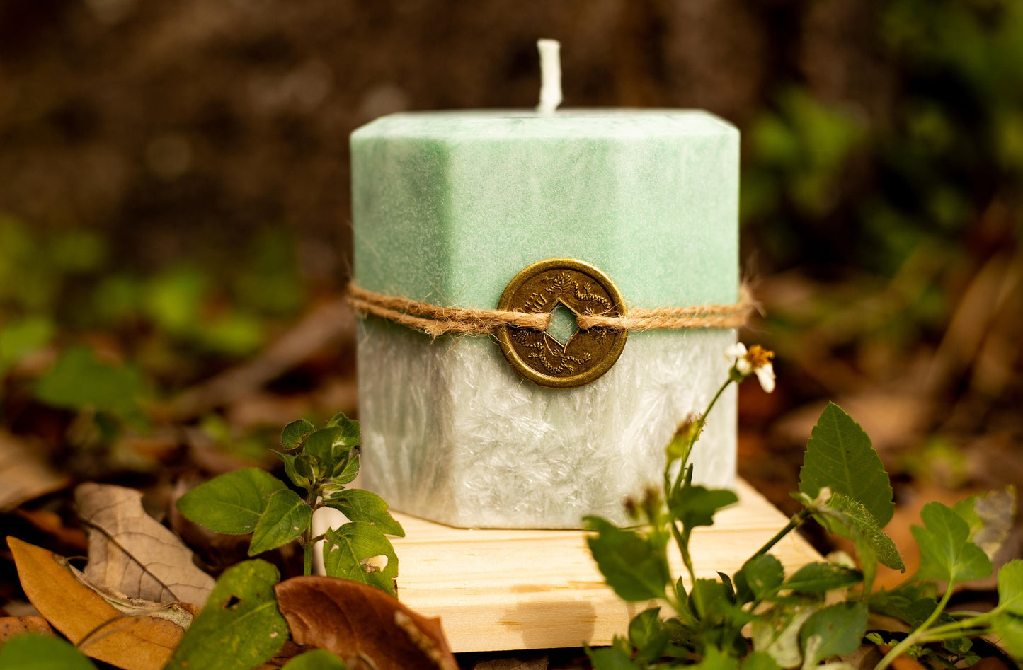 Feng Shui Candle with hidden crystals, Money and Abundance Candle