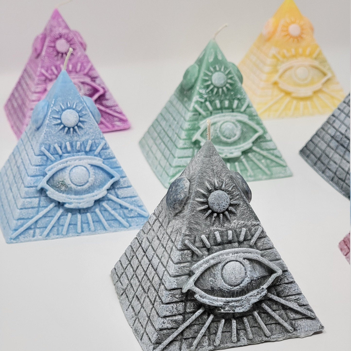 Pyramid Candle with Crystals Inside