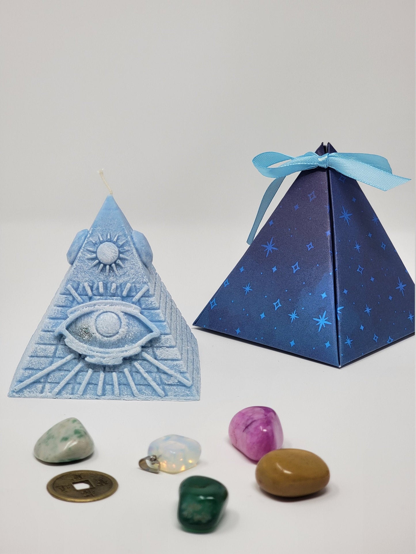 Pyramid Candle with Crystals Inside