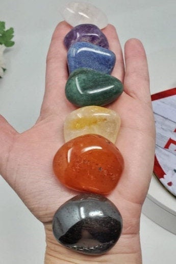 DIPRANA 7 Chakra Stones Set: Natural Crystals for Balance, Meditation, and Positive Energy