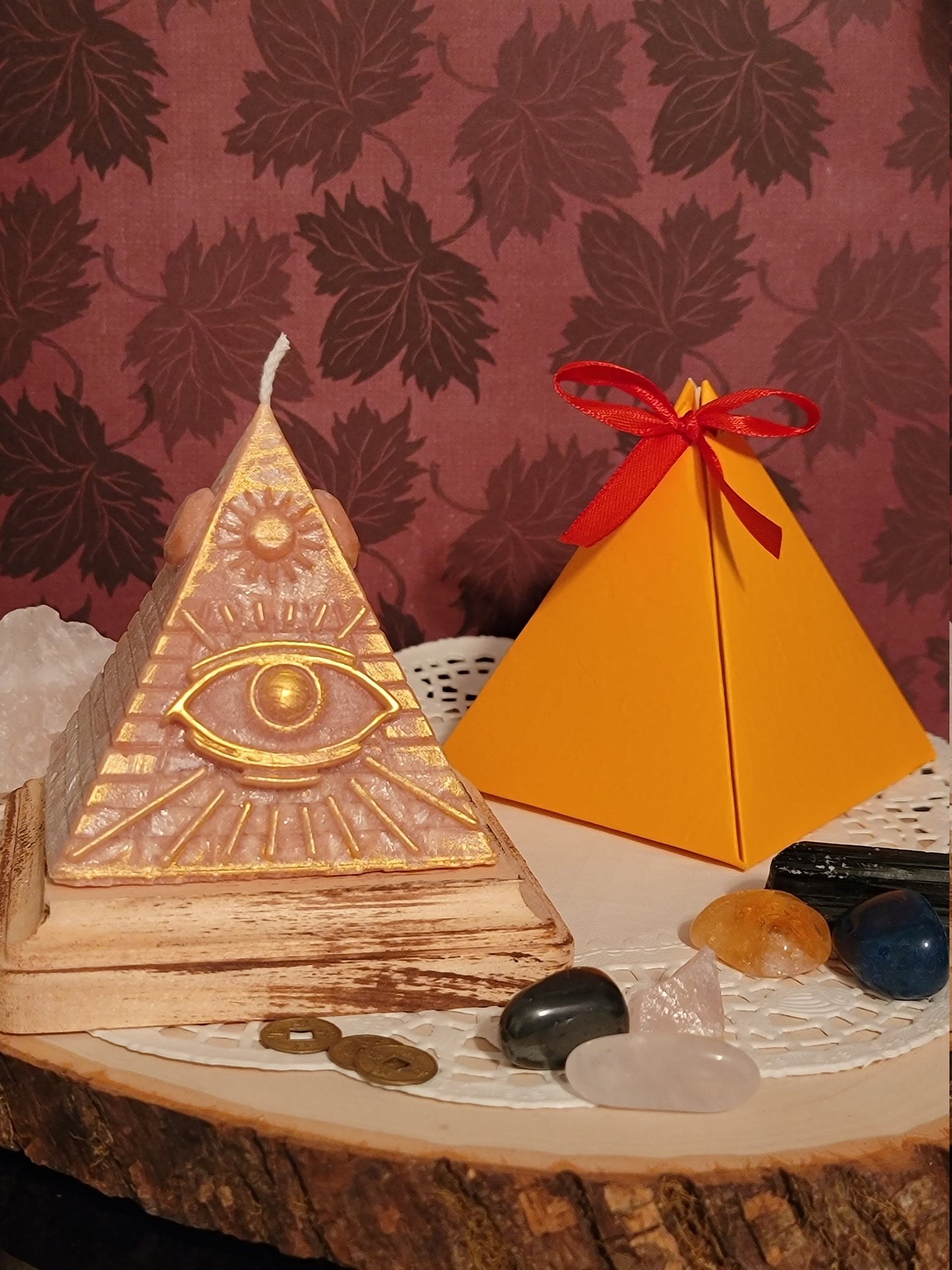 Candles with Crystals  Pyramid Candle eye of Providence