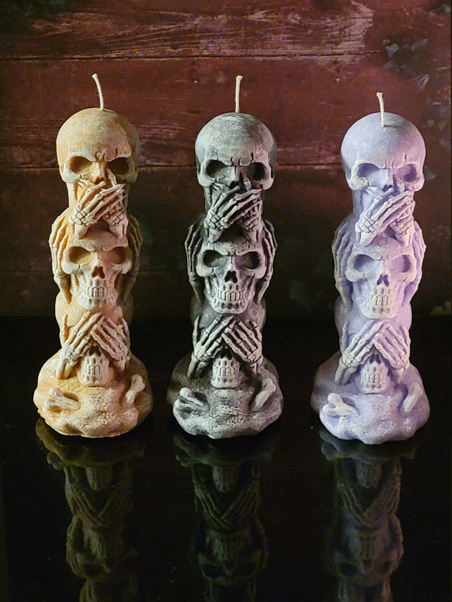 Halloween Candle  Skull Candles, Speak/Hear/See No Evil Skulls