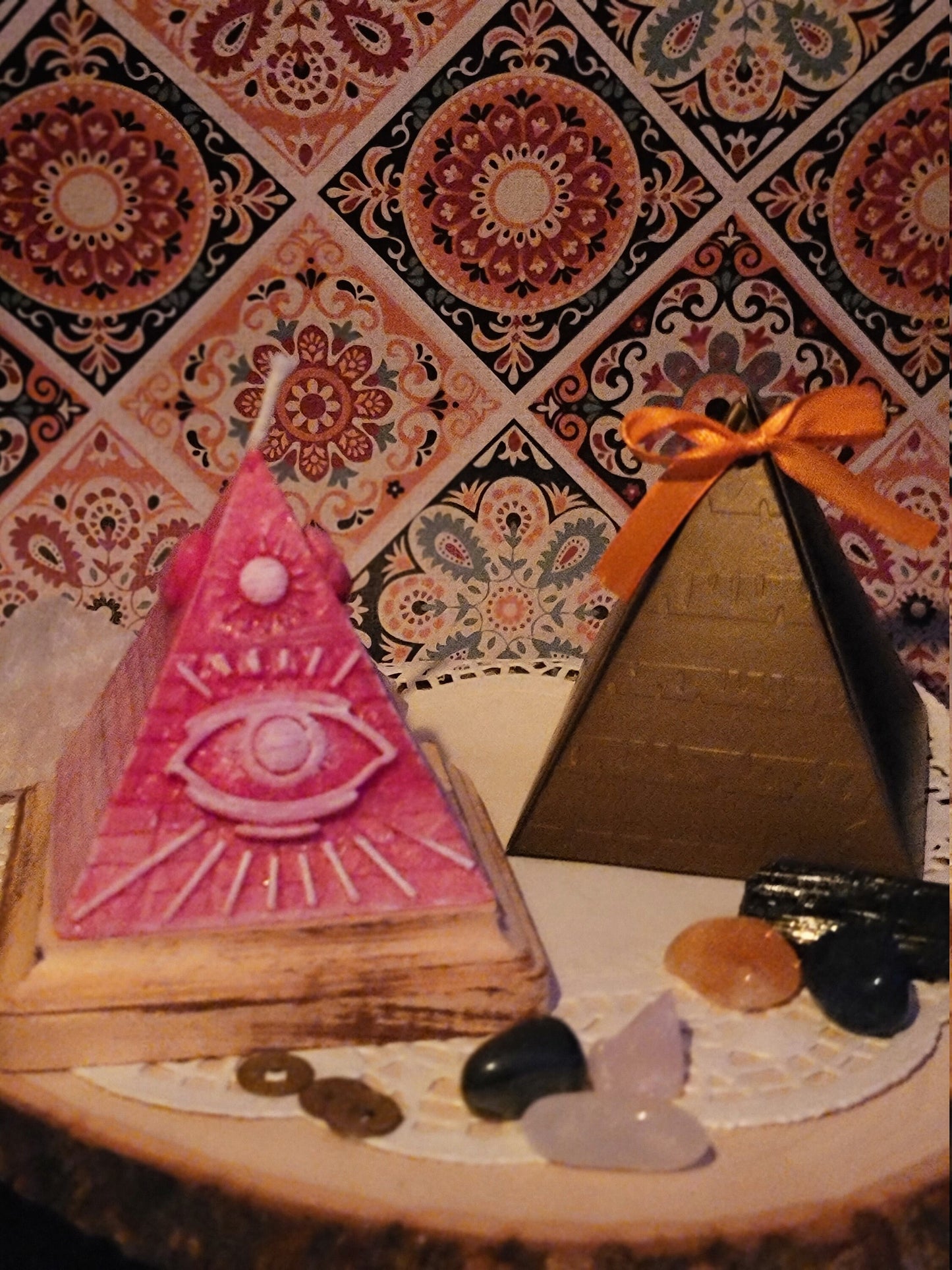 Candles with Crystals  Pyramid Candle eye of Providence