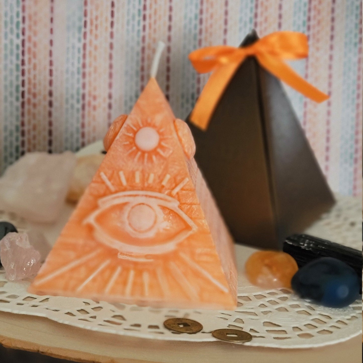 Candles with Crystals  Pyramid Candle eye of Providence