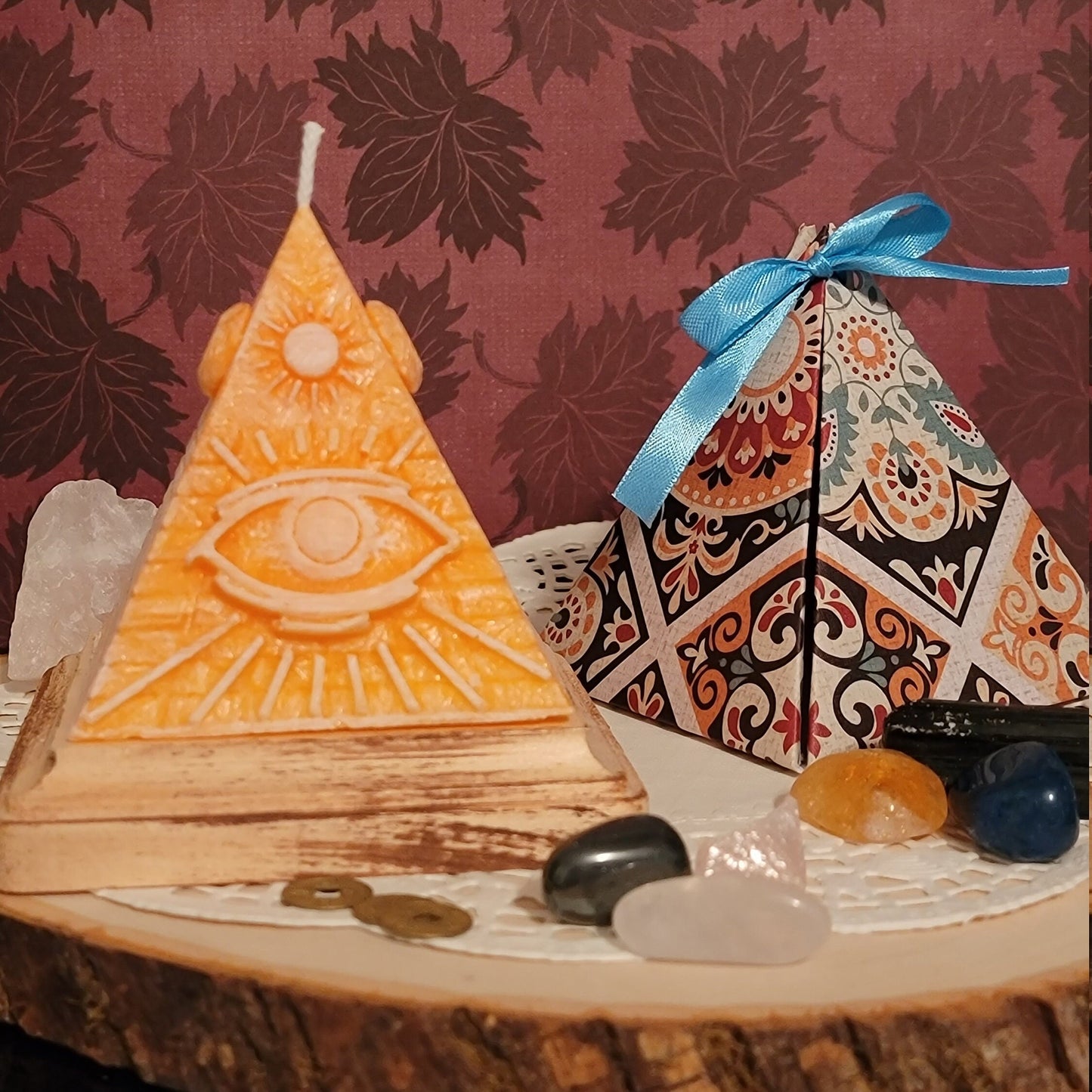 Candles with Crystals  Pyramid Candle eye of Providence