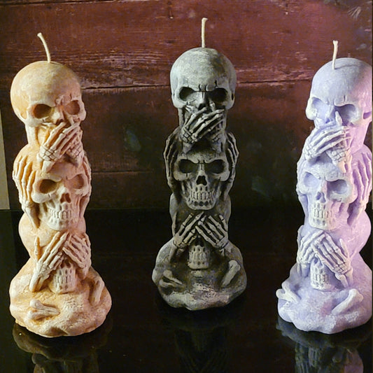 Halloween Candle  Skull Candles, Speak/Hear/See No Evil Skulls