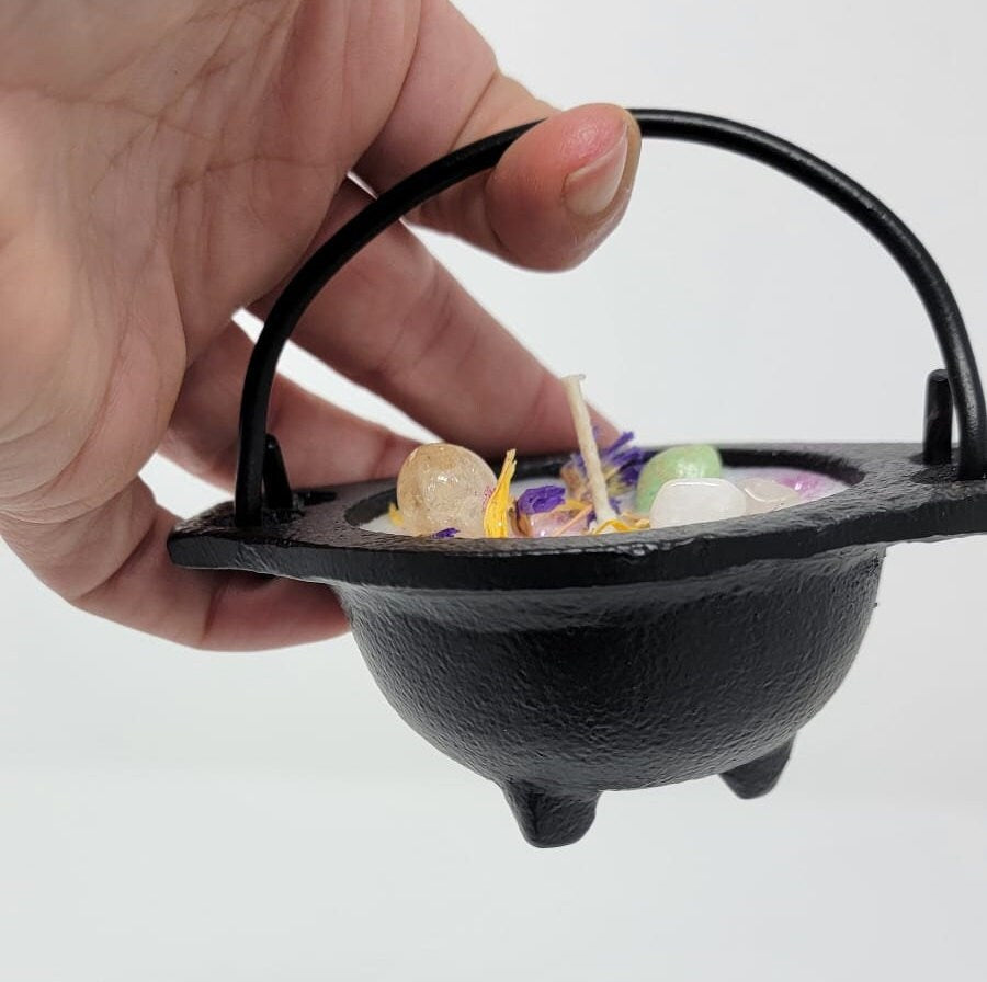 Iron cast Cauldron Candle,   Ritual Candle, Crystal Candle