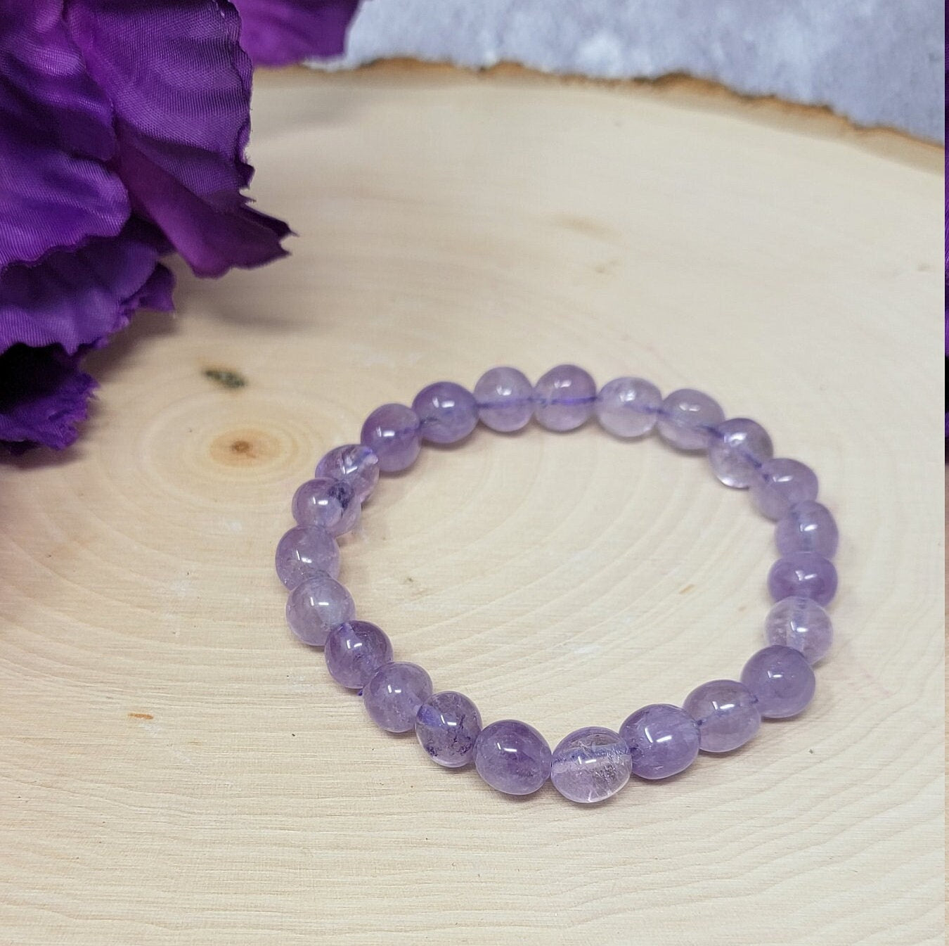 Jewelry Amethyst Crystal Bead Bracelet 8mm