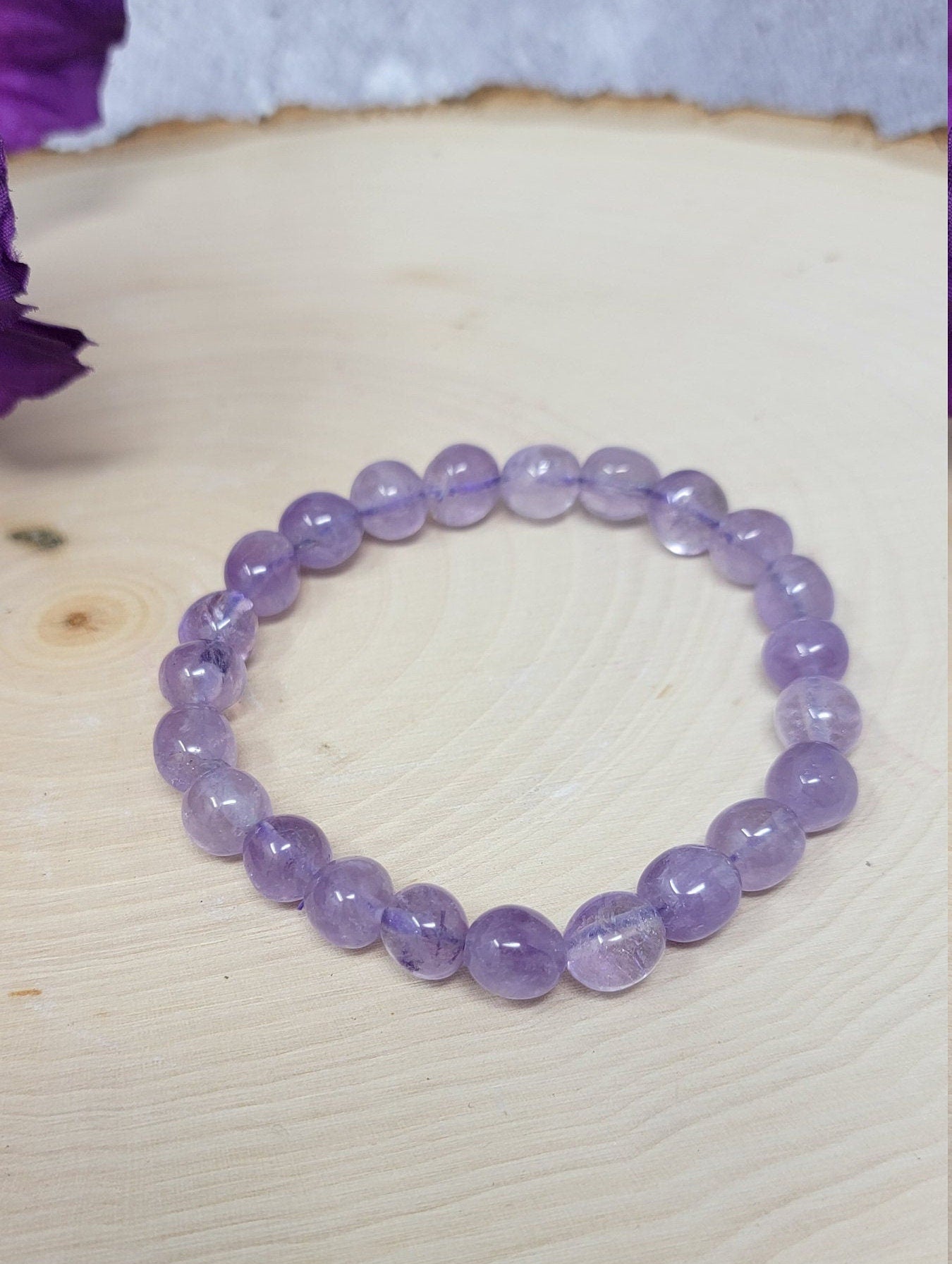 Jewelry Amethyst Crystal Bead Bracelet 8mm