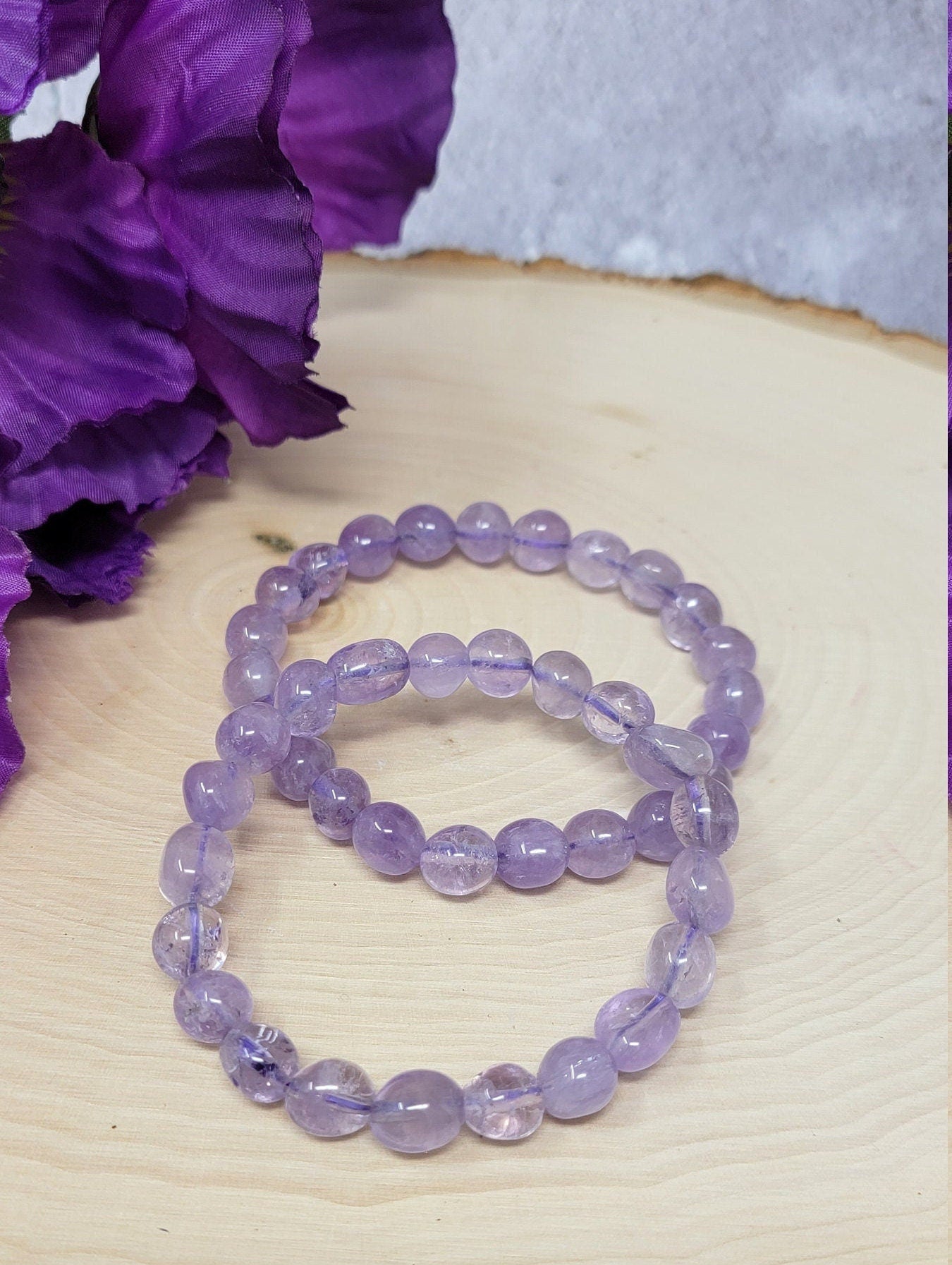 Jewelry Amethyst Crystal Bead Bracelet 8mm