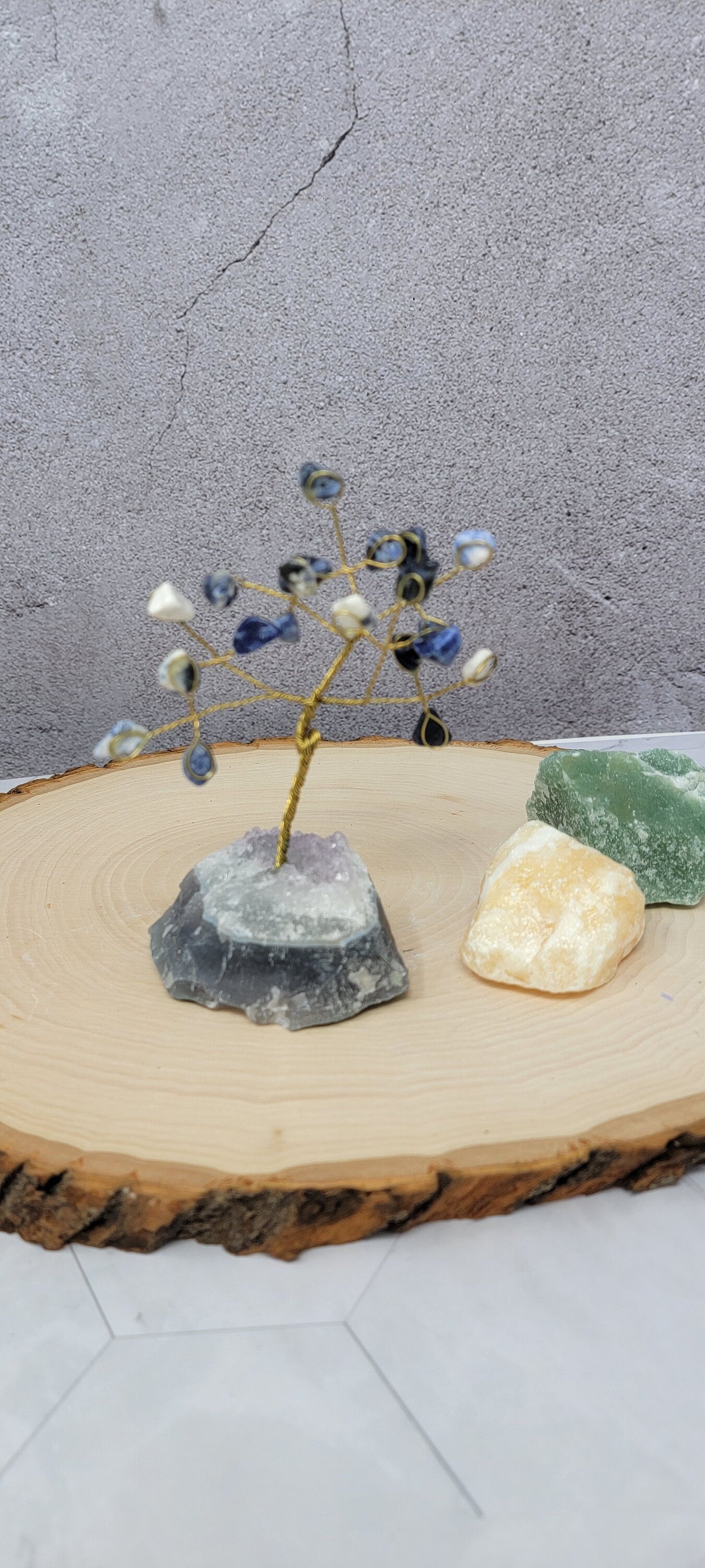 Feng Shui Lapis Lazuli Tree Gemstone - Tree with Natural Quartz Base -Feng Shui Money