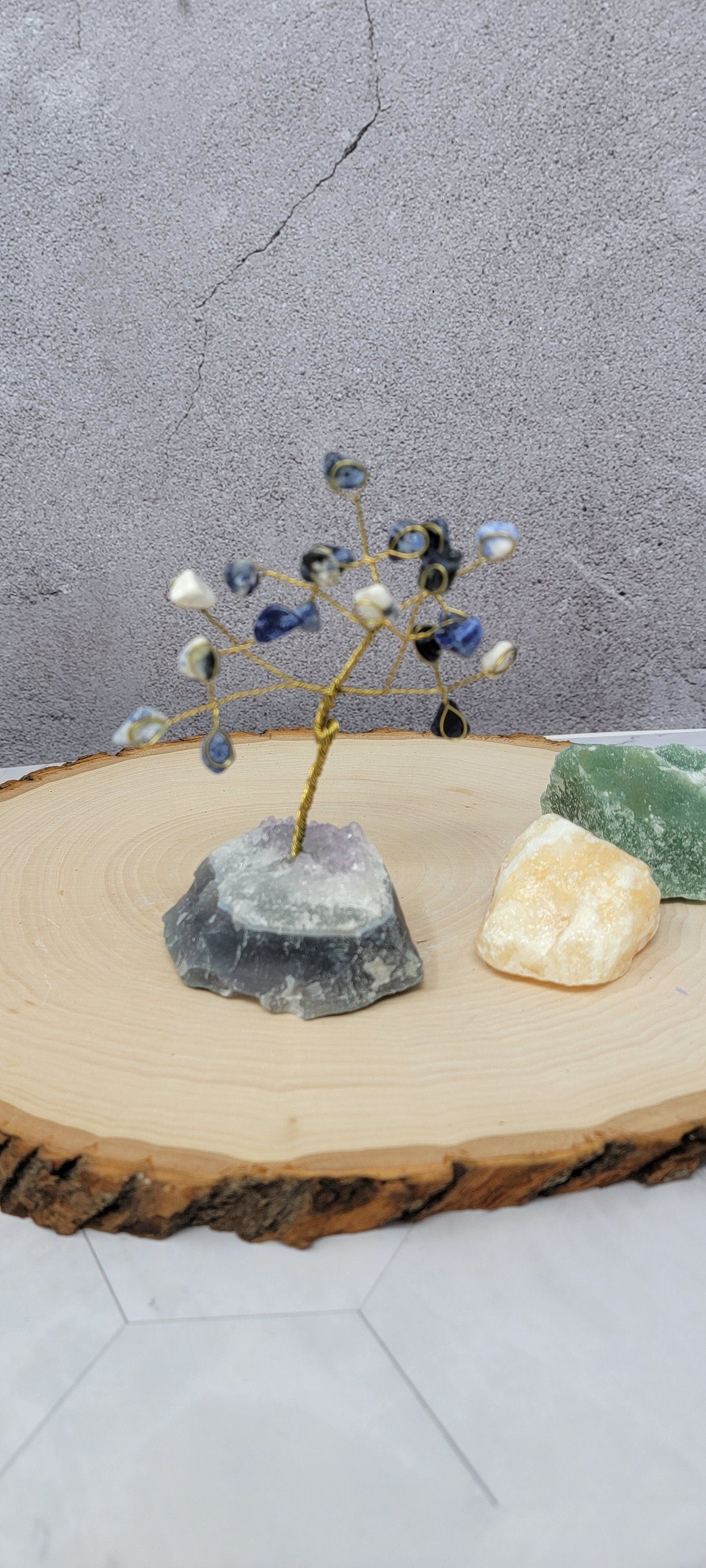 Feng Shui Lapis Lazuli Tree Gemstone - Tree with Natural Quartz Base -Feng Shui Money