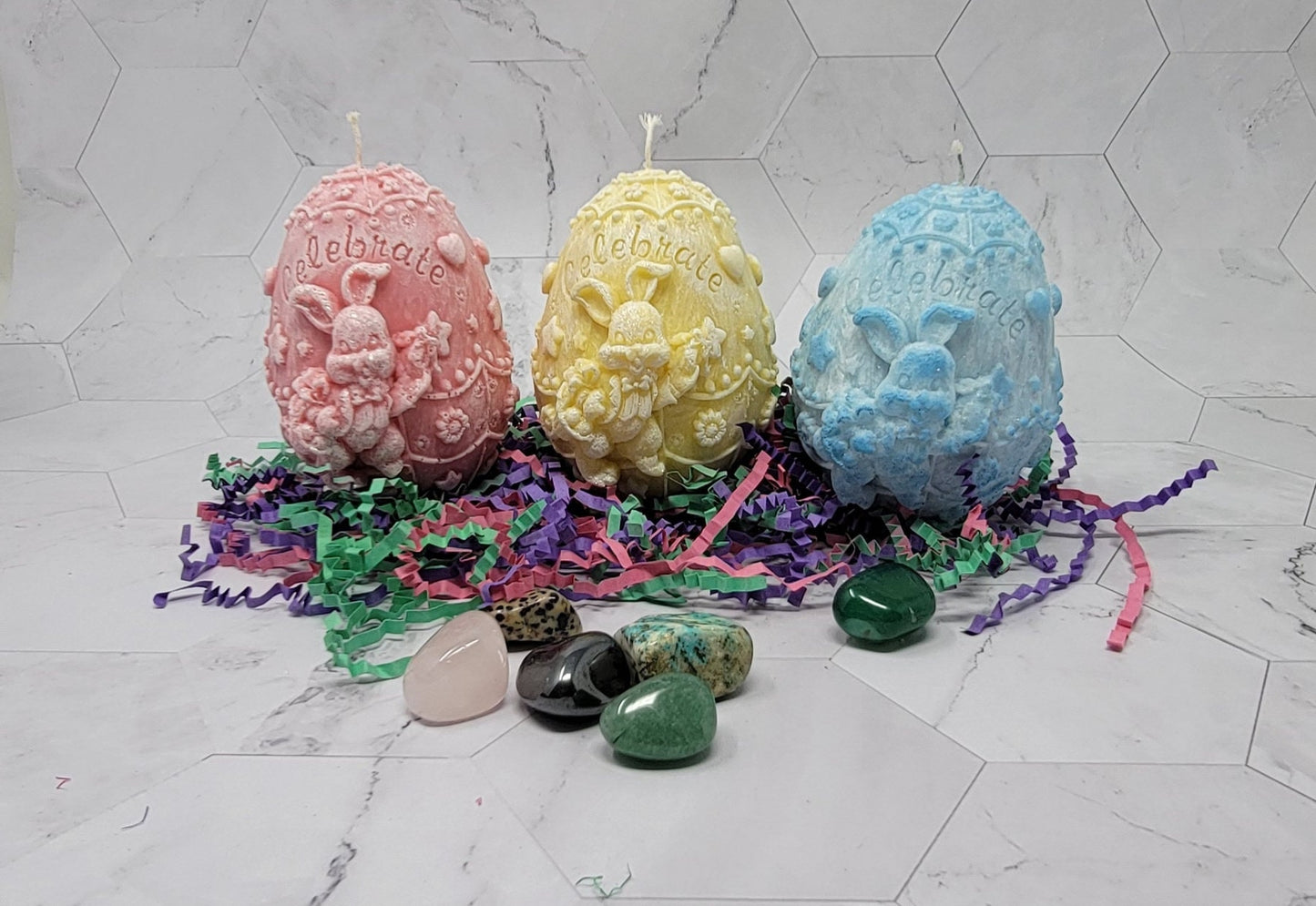 Unique Easter Candle with Crystals Inside